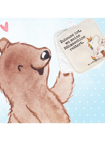 Mr. & Mrs. Panda Topflappen Einhorn Näherin Design mit Spruch in Weiß