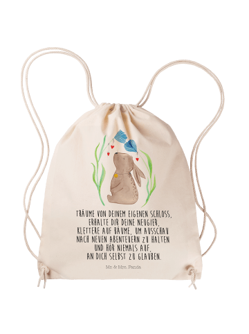 Mr. & Mrs. Panda Beutel Hase Blume mit Spruch in Creme