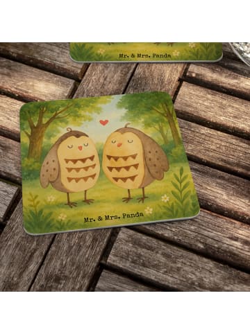 Mr. & Mrs. Panda Tassenuntersetzer Eulen Liebe Design ohne Spruch in Weiß