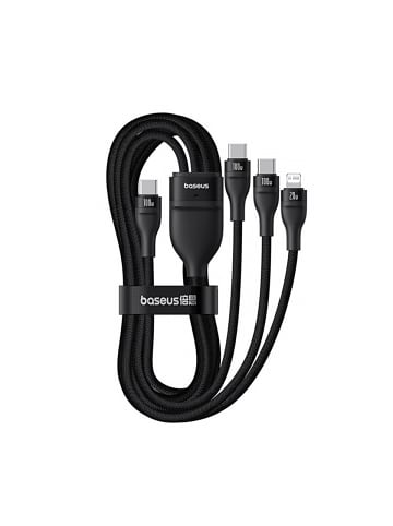 Baseus Baseus Flash Series 3 100W USB-C 3in1 Kabel - USB-C+USB-C+ Lightning in Schwarz