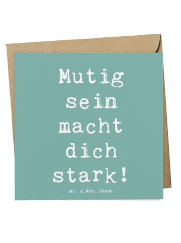 Mr. & Mrs. Panda Einladungskarte Spruch Angst überwinden mit Spruch in Meeresbrise