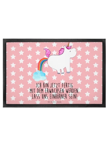 Mr. & Mrs. Panda Fußabtreter Einhorn Pupsen mit Spruch in Rot Pastell