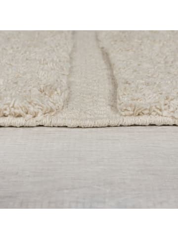 KADIMA DESIGN Naturfarbener Baumwollteppich mit geometrischem Muster, rutschfest