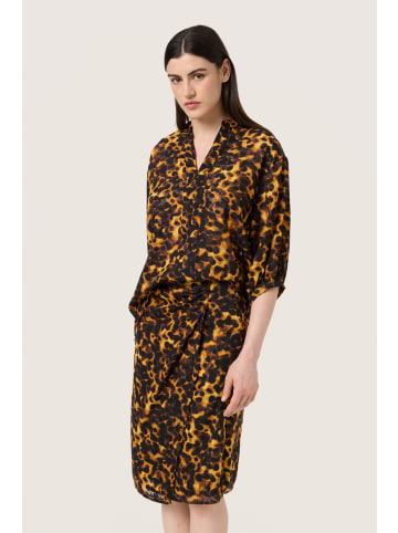 Soaked in Luxury Langarm-Bluse SLGunvy Lockere Passform in Tortoise Print