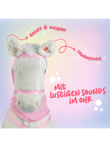 Pink Papaya XXL Stehpferd für Kinder " Luna 125 cm " in Weiss mit weißer Mähne