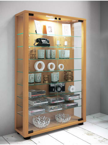 VCM  Holz Glas Stand Vitrine Lumo Mini in Buche