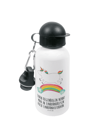 Mr. & Mrs. Panda Aluminium Trinkflasche Einhorn Regenbogen mit S... in Weiß