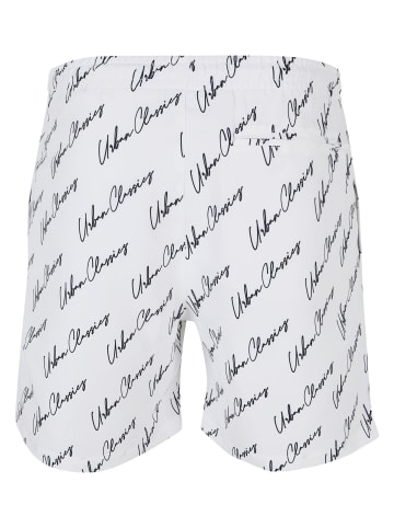 Urban Classics Badeshorts in whitescriptlogo