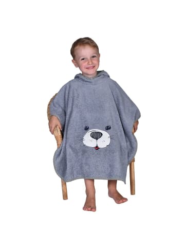 Wörner Bade-Poncho 75 x 60 cm - Stickerei Seehund in grau