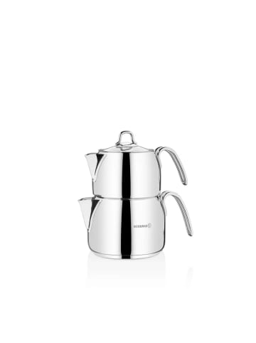 Korkmaz Perla Midi Teekannen-Set 0,7L/1,4L  hochwertigem 18/10-Edelstahl in Silber