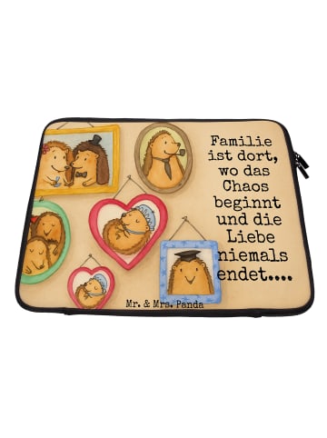 Mr. & Mrs. Panda Laptop Sleeve Igel Familie Design mit Spruch in Weiß