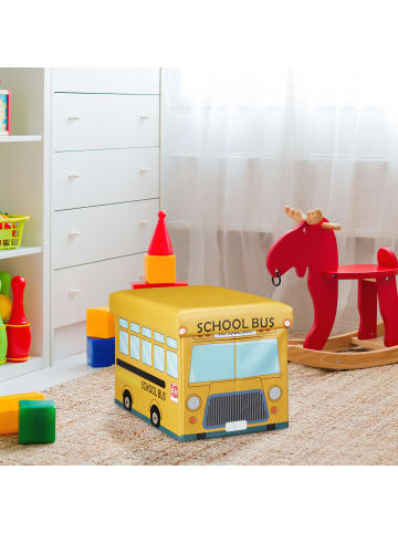 relaxdays Spielzeugkiste Schulbus in Gelb - (B)48 x (H)32 x (T)32 cm