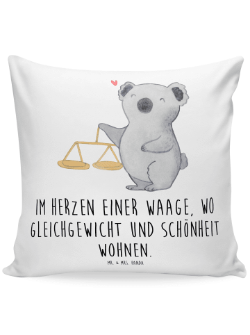 Mr. & Mrs. Panda Sofakissen Waage Astrologie mit Spruch in Weiß
