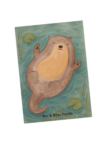 Mr. & Mrs. Panda Postkarte Otter Umarmen Design ohne Spruch in Weiß