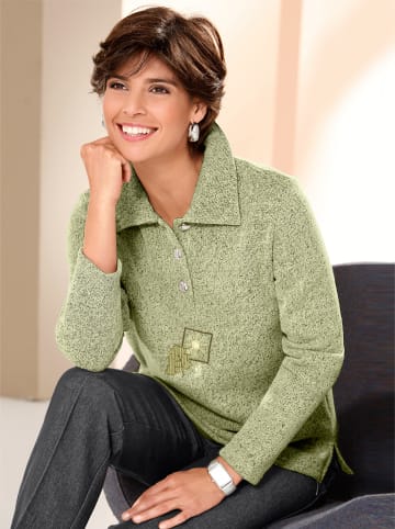 WITT WEIDEN Langarm-Poloshirt in schilf-meliert