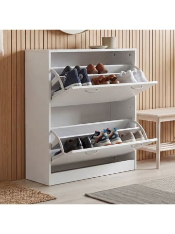 FineBuy Schuhschrank in Weiß / Spanplatte / 75x24x87