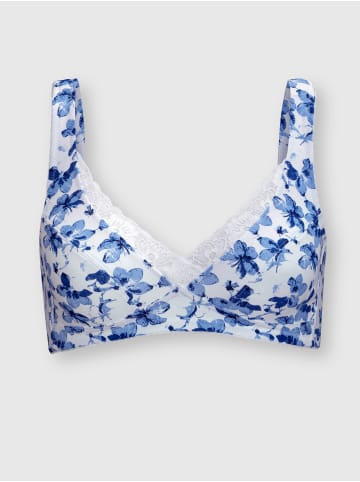 Sieh an! Entlastungs-BH ohne Bügel in weiß-marine-bedruckt + marine