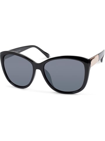 styleBREAKER Sonnenbrille in Schwarz-Gold / Grau getönt