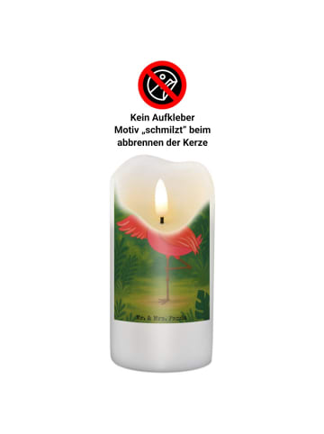 Mr. & Mrs. Panda Weihnachtskerze Flamingo Yoga Design ohne Spruch in Weiß