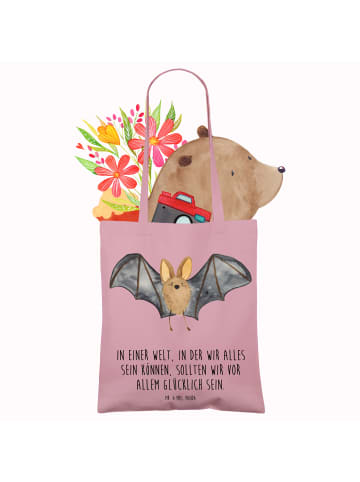 Mr. & Mrs. Panda Jutetasche Fledermaus Flügel mit Spruch in Rosa Pastell