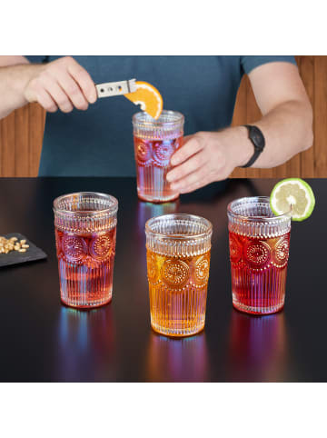relaxdays 4x Trinkgläser in Bunt - 360 ml