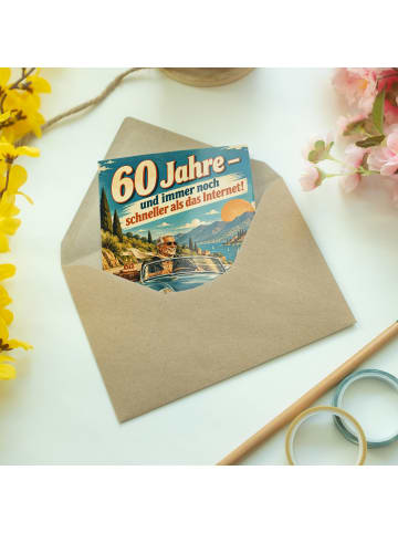 Mr. & Mrs. Panda Geburtstagskarte Oldtimer Retro Design mit Spruch in Weiß
