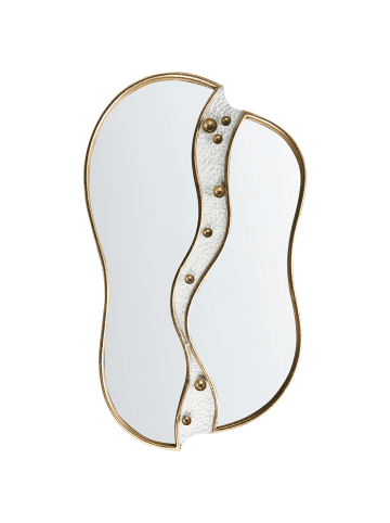 Beliani Wandspiegel TAWLEY in Gold/Weiß - (W) 45 x (H) 76 x (L) 3 cm