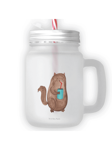Mr. & Mrs. Panda Trinkglas Mason Jar Katze Dose ohne Spruch in Transparent