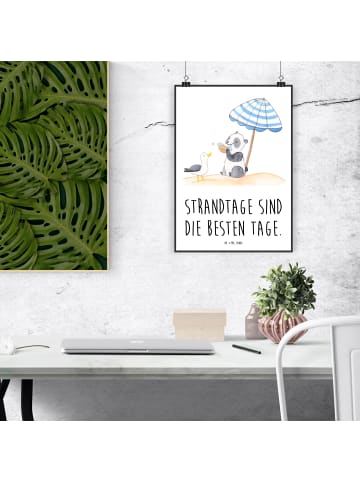 Mr. & Mrs. Panda Kunstdruck Sommer Strandtage mit Spruch in Weiß