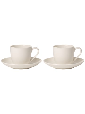 Villeroy & Boch 2er Set Espressotassen mit Untertassen For Me in Weiß 70 ml in weiß