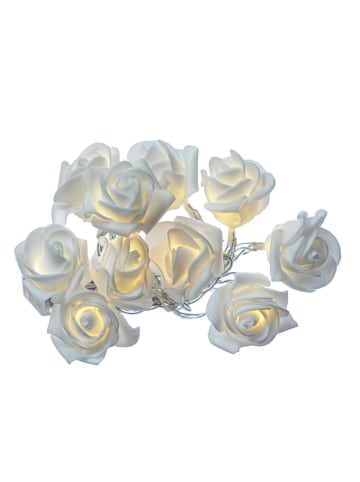 MARELIDA LED Lichterkette Mini Rosen 10 Blumen Batteriebetrieb L: 90cm in weiß