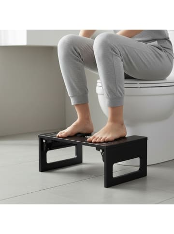 relaxdays Toilettenhocker in Schwarz - (B)43 x (H)18 x (T)27,5 cm