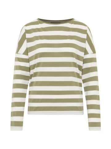 ELBSAND Langarm T-Shirt Milia in Green Leaf + Cloud White STRIPE
