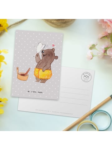 Mr. & Mrs. Panda Postkarte Saunameister Herz ohne Spruch in Grau Pastell