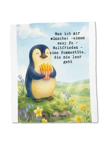 Mr. & Mrs. Panda Tote Bag Pinguin Frühling Pommes Design mit Spruch in Weiß