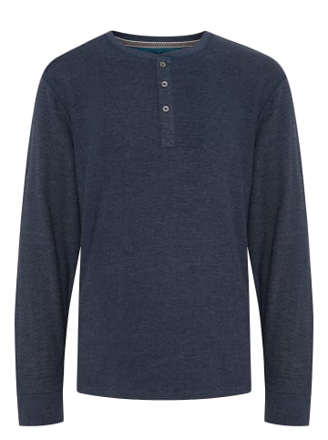 BLEND Langarm Basic Shirt Grandad Strickpullover mit Knöpfen BHNOBLE in Navy