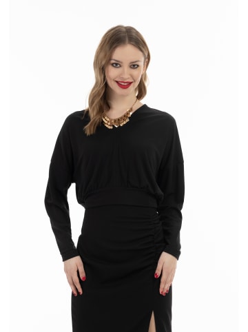 faina Cropped Langarm-Shirt in Schwarz