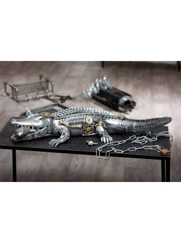 GILDE Figur Steampunk crocodile silberfarben - (H) 14,5 cm