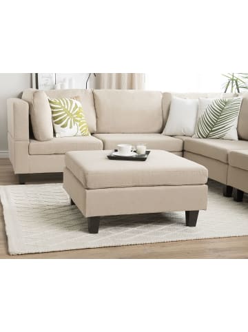 Beliani Ottomane FEVIK in Beige/Schwarz - (W) 76 x (H) 39 x (L) 76 cm