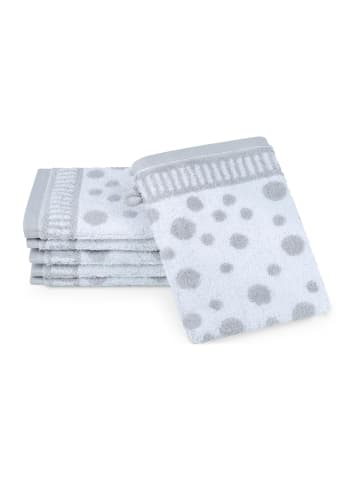 Ross 6 X Waschhandschuh im Set Punkte allover in Silber