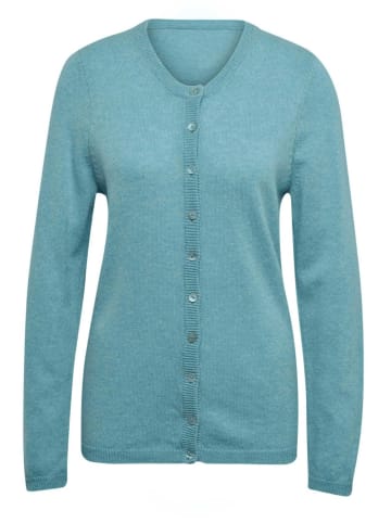 GOLDNER Kaschmirstrickjacke mit Rundhalsausschnitt in aqua