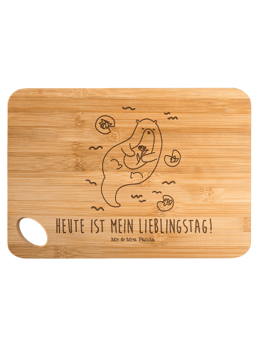 Mr. & Mrs. Panda Frühstücksbrett Otter Seerose mit Spruch in Braun