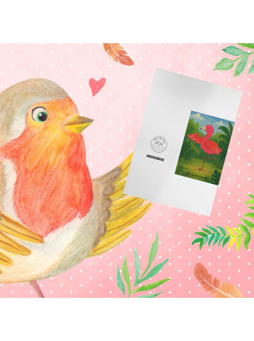 Mr. & Mrs. Panda Grußkarte Flamingo Yoga Design ohne Spruch in Weiß