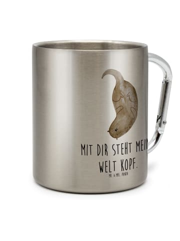 Mr. & Mrs. Panda Trinkbecher Edelstahl Otter Kopfüber mit Spruch in Silber