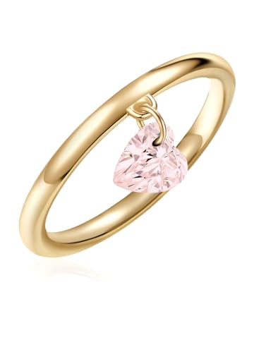 Glanzstücke München Ring Herz aus Sterling Silber mit Rosenquarz in gelbgold