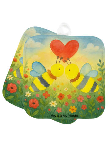 Mr. & Mrs. Panda Topflappen Biene Liebe Design ohne Spruch in Weiß