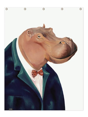 Juniqe Duschvorhang "Hippo" in Braun & Cremeweiß