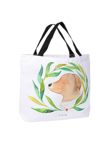 Mr. & Mrs. Panda Schultertasche Hund Blumen ohne Spruch in Weiß