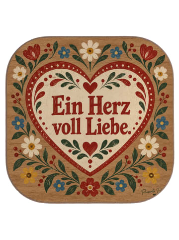 Mr. & Mrs. Panda Glasuntersetzer Herz nostalgisch Design mit Spruch in Weiß