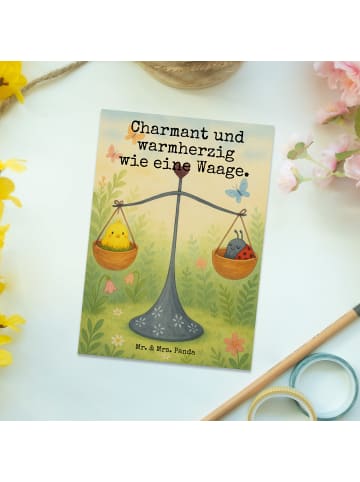 Mr. & Mrs. Panda Postkarte Sternzeichen Waage Design mit Spruch in Weiß